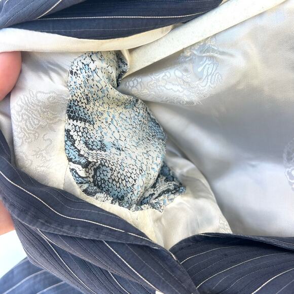 Vintage Sonia Bogner Navy Blazer Pinstripes Fitted Jacket Size 8 Single 38 - Picture 9 of 9